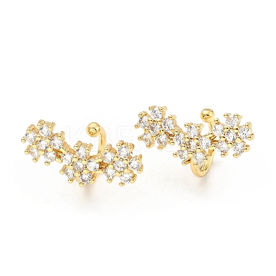 Clear Cubic Zirconia Flower Cuff Earrings X-EJEW-G295-08G-1