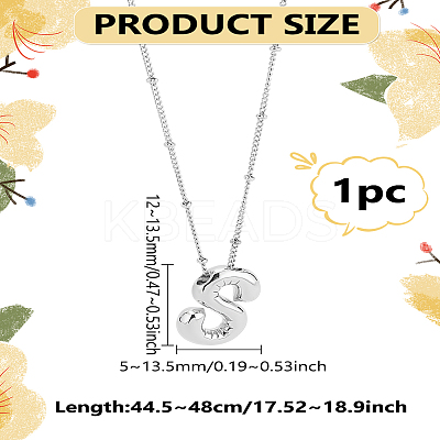 1pc Brass Chain with Alloy Letter Pendants Necklaces NJEW-LP0001-41S-P-1