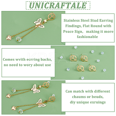 30Pcs 201 Stainless Steel Stud Earring Findings STAS-UN0038-74-1