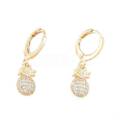 Clear Cubic Zirconia Pineapple Dangle Leverback Earrings EJEW-N012-99-1
