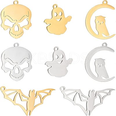 8Pcs 8 Style 201 Stainless Steel Pendants STAS-UN0034-66-1