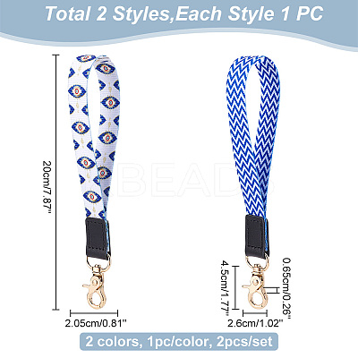 2Pcs 2 Colors Nylon Hand Wrist Lanyard for Phone Decoration Key Chain FIND-GO0001-01B-1