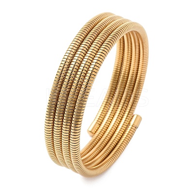 304 Stainless Steel Spring Multi-strand Bangles for Women BJEW-Z086-01G-02-1