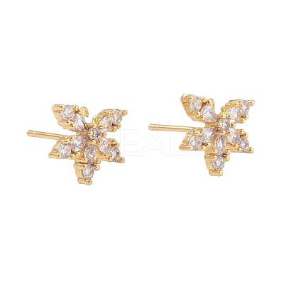 4 Pairs 2 Style Brass Micro Pave Clear Cubic Zirconia Stud Earring Findings KK-ZZ0001-06-1