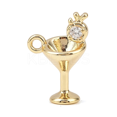 Brass Micro Pave Clear Cubic Zirconia Charms KK-G545-16G-1