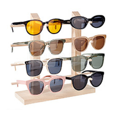 2-Row 8-Slot Wooden Eyeglasses Organizer Display Stands ODIS-WH0070-76-1
