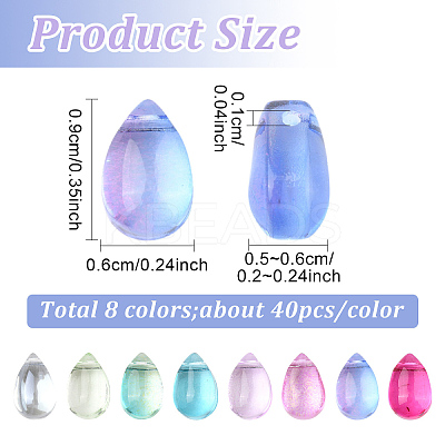 320Pcs 8 Colors Transparent Glass Beads GGLA-YW0004-63-1