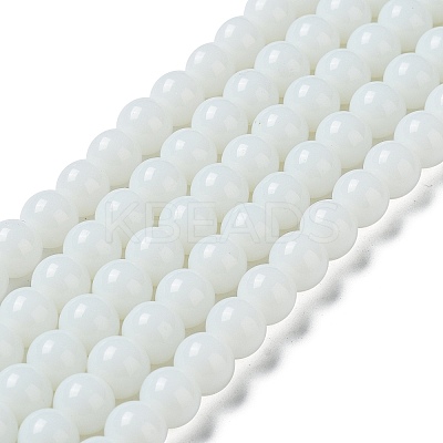 Opaque Solid Color Glass Round Beads Strands GLAA-F032-8mm-01-1