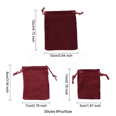 18Pcs 3 Styles Rectangle Velvet Drawstring Pouches TP-FS0001-04C-1