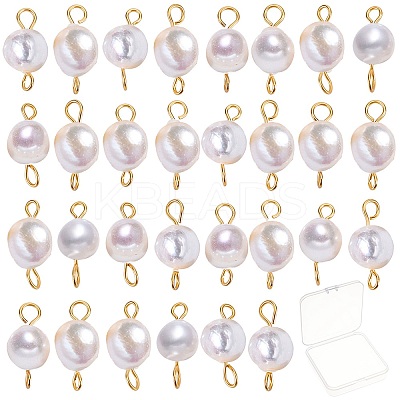 30Pcs Natural Cultured Freshwater Pearl Beads Links Connectors FIND-SC0004-25-1