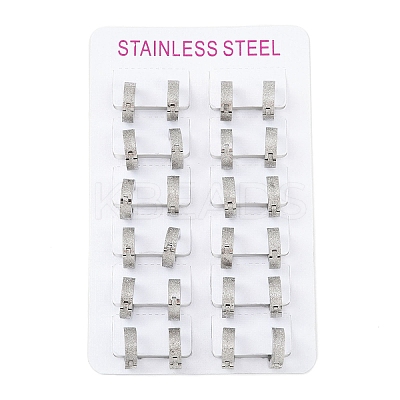 Non-Tarnish Sand Flash 304 Stainless Steel Hoop Earrings for Women EJEW-M001-03P-1