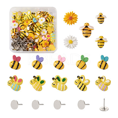 120Pcs DIY Bees & Daisy Shape Sofa Foam Nails Making Kits DIY-CD0001-12P-1