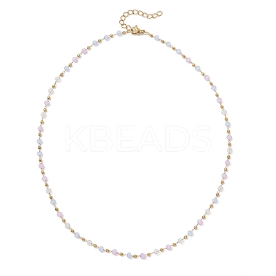 Handmade Faceted Rondelle Glass Beaded Link Chain Necklaces NJEW-JN05744-02-1