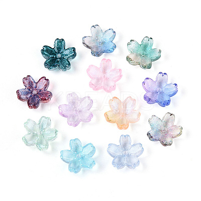 Baking Paint Transparent Glass Bead Caps DGLA-N014-06-1