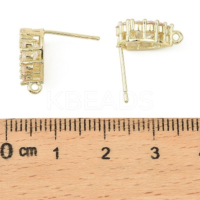 Teardrop Brass Micro Pave Clear Cubic Zirconia Stud Earring Findings KK-C107-13G-1