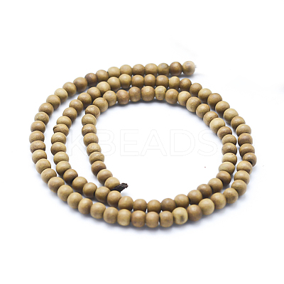 Natural Camphor Wood Beads Strands WOOD-P011-10-4mm-1