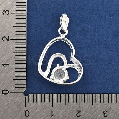 Fine Silver Pave Clear Cubic Zirconia Pendants STER-P069-03B-S-1