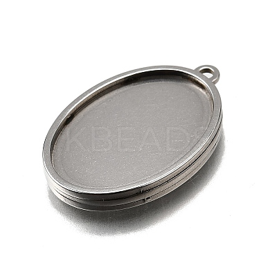 304 Stainless Steel Pendant Cabochon Settings STAS-S181-02P-C-1