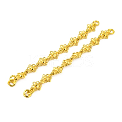 Brass Heart Flower Links Connector Charms KK-G502-14G-1