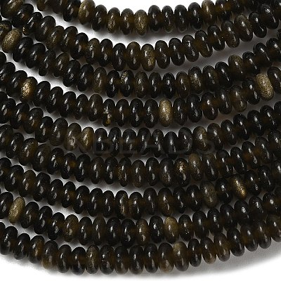 Natural Golden Sheen Obsidian Beads Strands G-L635-A11-4x2mm-01-1