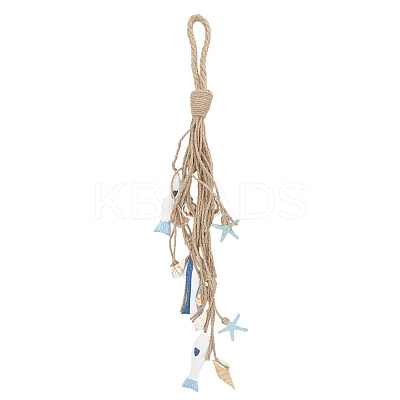 Fish & Starfish & Shell Shape MDF Pendant Decorations HJEW-WH20003-28-1