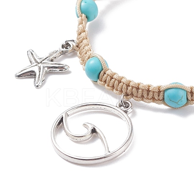 Synthetic Turquoise Braided Bead Bracelet BJEW-JB07988-1