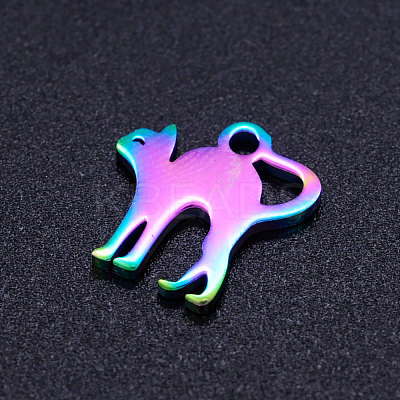 Ion Plating(IP) 304 Stainless Steel Kitten Charms STAS-Q201-JN215-1