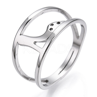 Non-Tarnish 304 Stainless Steel High-Heeled Shoes Adjustable Ring for Women RJEW-T027-07P-1