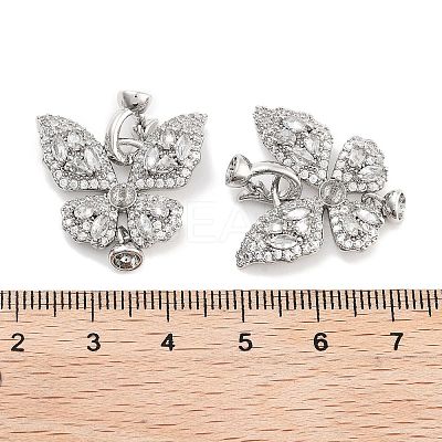 Brass with Cubic Zirconia Fold Over Clasps KK-P271-14P-1