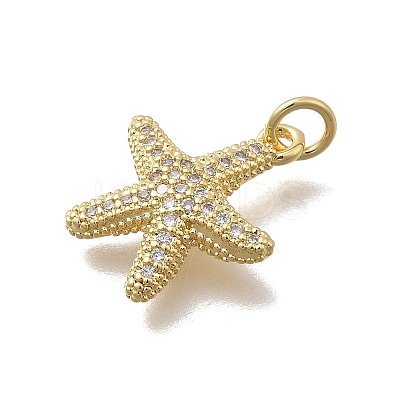 Brass Micro Pave Clear Cubic Zirconia Charms KK-D431-053A-G-1