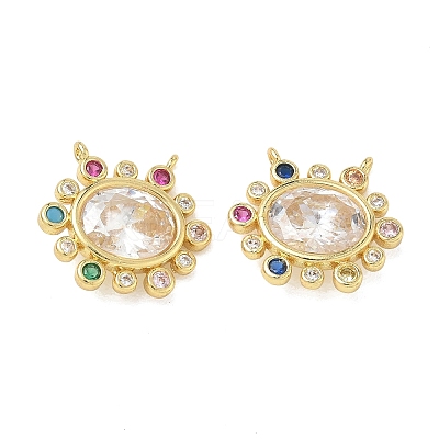 Brass Cubic Zirconia Pendants KK-G419-04G-02-1