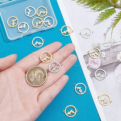 16Pcs 2 Colors 201 Stainless Steel Link Connectors STAS-DC0003-37-1