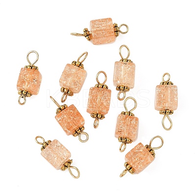 10Pcs Transparent Crackled Glass Cube Connector Charms PALLOY-JF03942-1