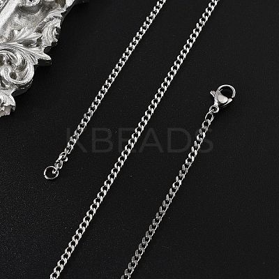 Non-Tarnish 304 Stainless Steel Curb Chain Necklaces LS-NJEW-L162-01C-P-1