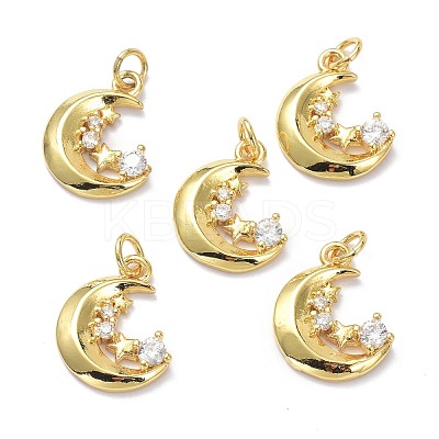 Brass Micro Pave Clear Cubic Zirconia Pendants ZIRC-L100-131G-1
