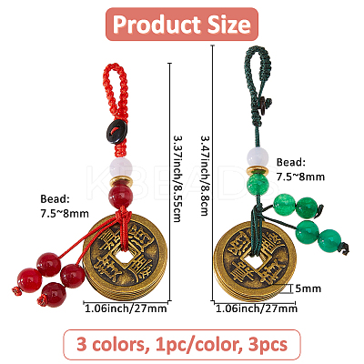 3Pcs 3 Styles Brass with Polyester and ABS Plastic Imitation Pearl Pendant Decorations HJEW-FH0001-81-1