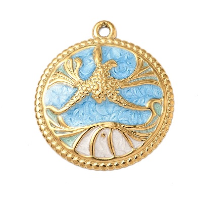 304 Stainless Steel Enamel Pendants LS-STAS-A092-01B-G-1
