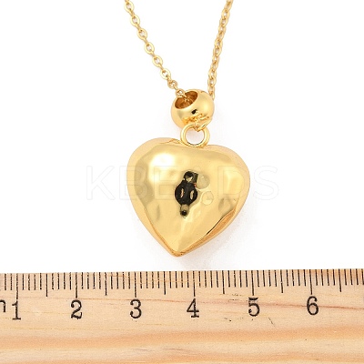 201 Stainless Steel Textured Love Heart Pendant Necklaces for Women NJEW-Z069-01G-03-1
