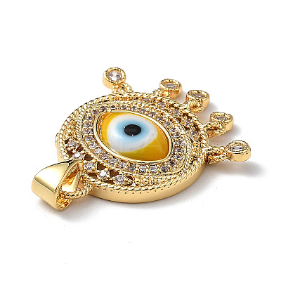 Lampwork Evil Eye Pendants with Colorful Cubic Zirconia ZIRC-L102-14G-1