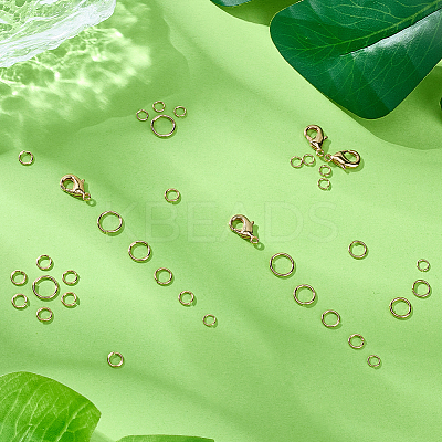 290Pcs 5 Styles Rack Plating Brass Jump Rings KK-BBC0017-95-1