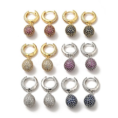 Cubic Zirconia Teardrop Dangle Hoop Earrings EJEW-F288-04-1