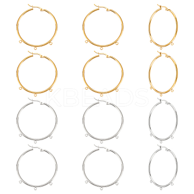 12Pcs 2 Colors 304 Stainless Steel Huge Hoop Earring Findings STAS-UN0044-77-1