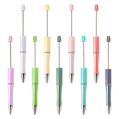9Pcs 9 Colors UV Plated Plastic Ball-Point Pen AJEW-TA0001-83-1