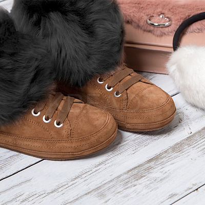 Polyester Imitation Fox Hair Boot Cover AJEW-WH0570-04B-1