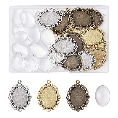 DIY Blank Oval Dome Pendant Making Kit DIY-FS0005-20-1