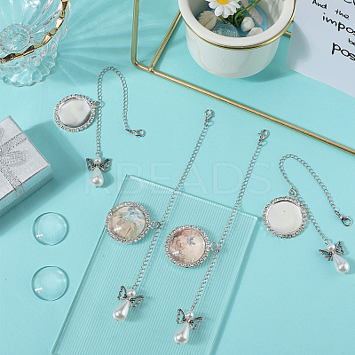 Angel & Flat Round Brass Rhinestone Doctoral Cap Graduation Hanging Pendants HJEW-SP00003-1