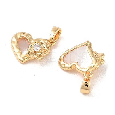 Brass Micro Pave Clear Cubic Zirconia Charms KK-B102-30G-1