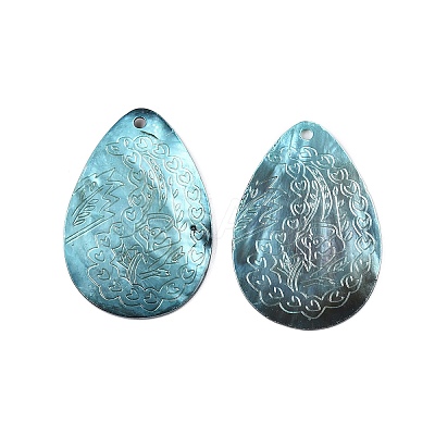 Spray Painted Natural Black Lip Shell Big Pendants SHEL-N036-07-1