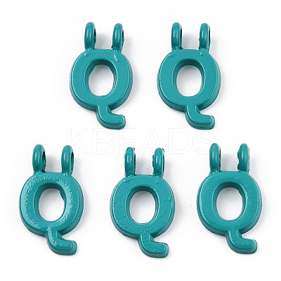 Rack Plating Spray Painted Alloy 2-Loop Link Pendants PALLOY-N176-01Q-1