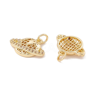 Brass Micro Pave Clear Cubic Zirconia Charms X-KK-G415-33G-1
